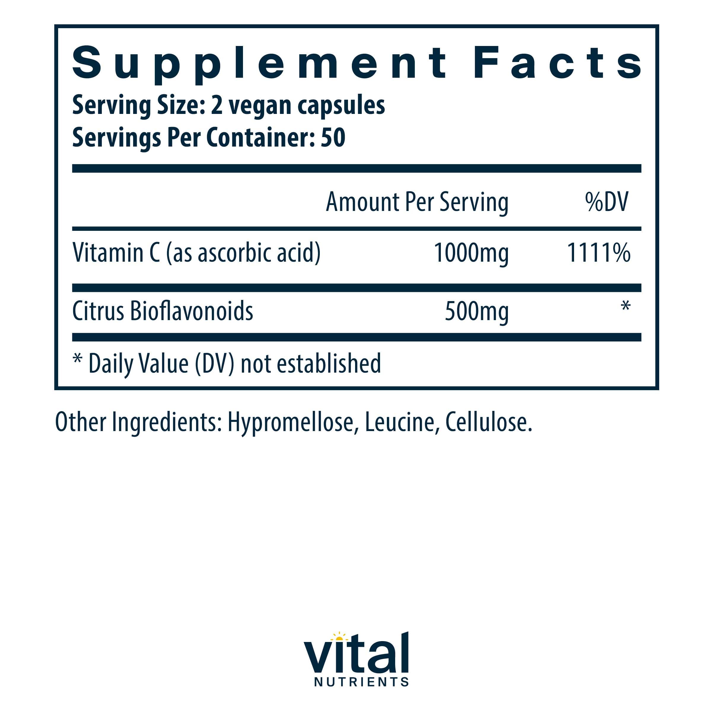 Vital Nutrients Vitamin C with Bioflavonoids Ingredients