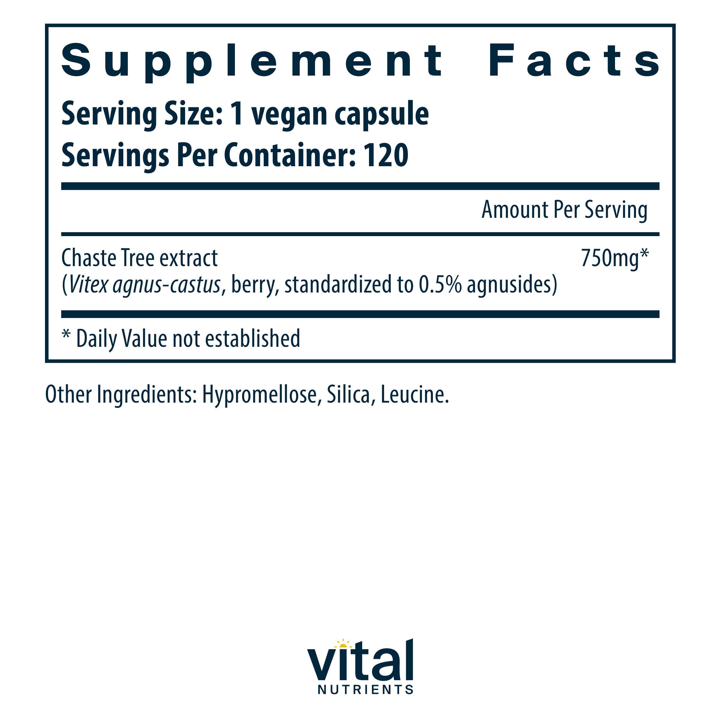 Vital Nutrients Vitex 750 Ingredients