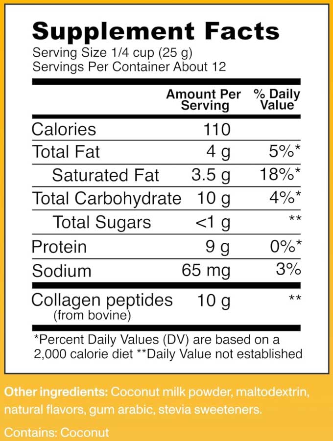 Vital Proteins Collagen Creamer Ingredients