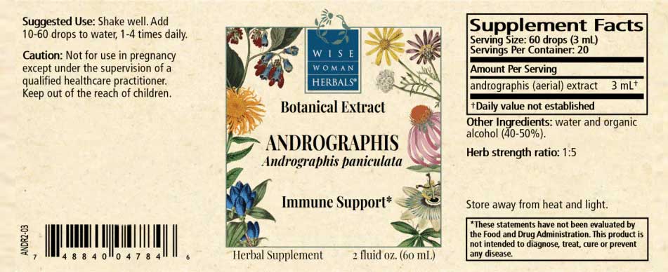 Wise Woman Herbals Andrographis (Andrographis paniculata)-Chuan xin lian Label