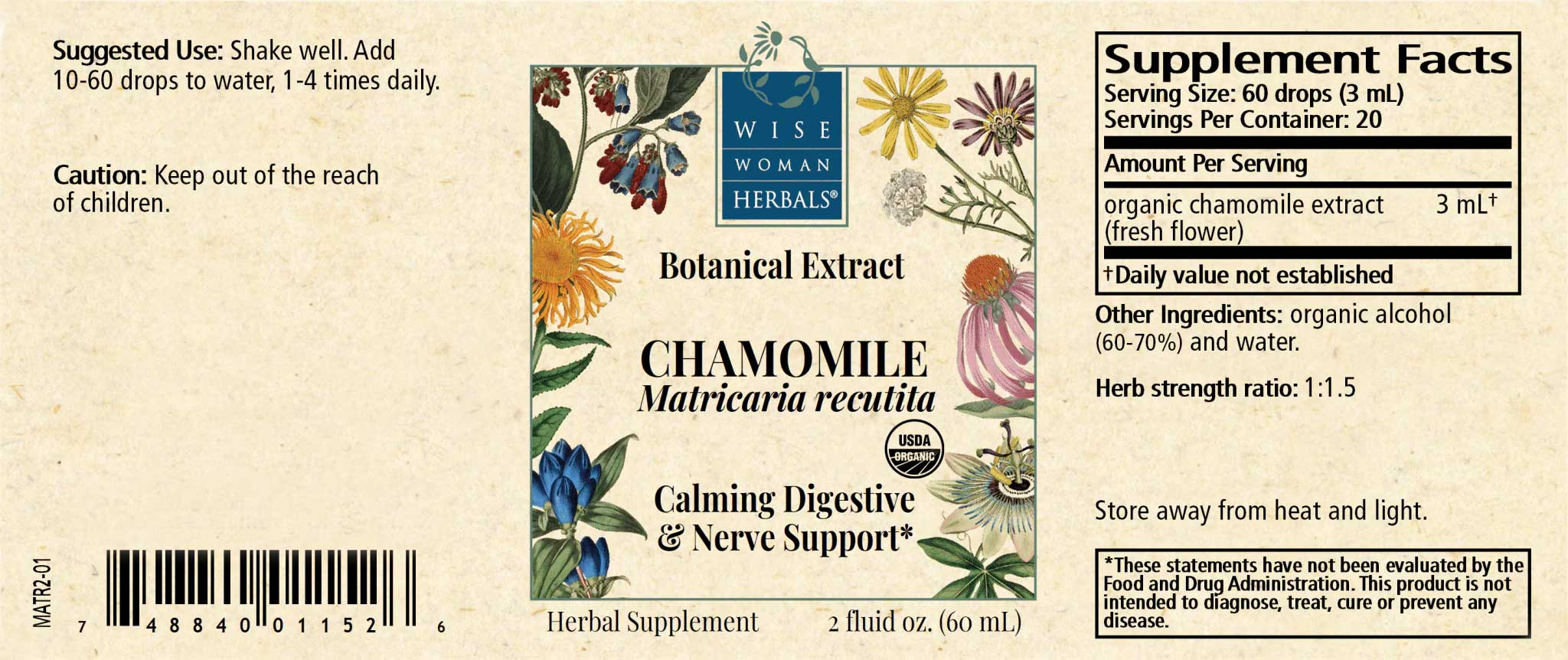 Wise Woman Herbals Chamomile (Matricaria recutita) Label