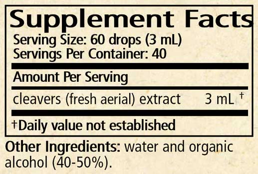 Wise Woman Herbals Cleavers Ingredients