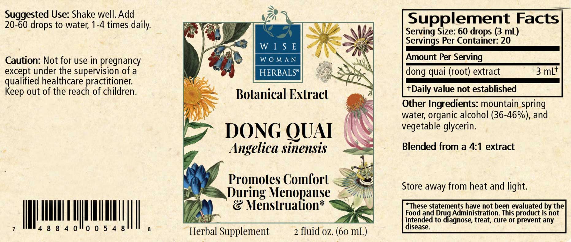 Wise Woman Herbals Dong Quai (Angelica sinensis) Label