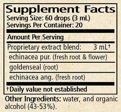 Wise Woman Herbals Echinacea and Goldenseal Ingredients