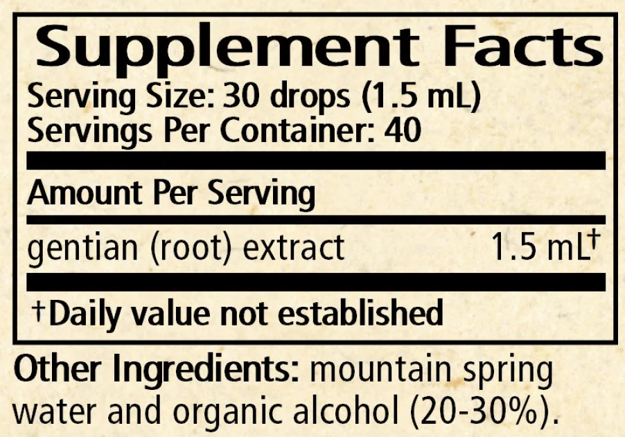 Wise Woman Herbals Gentian (Gentiana lutea) Ingredients