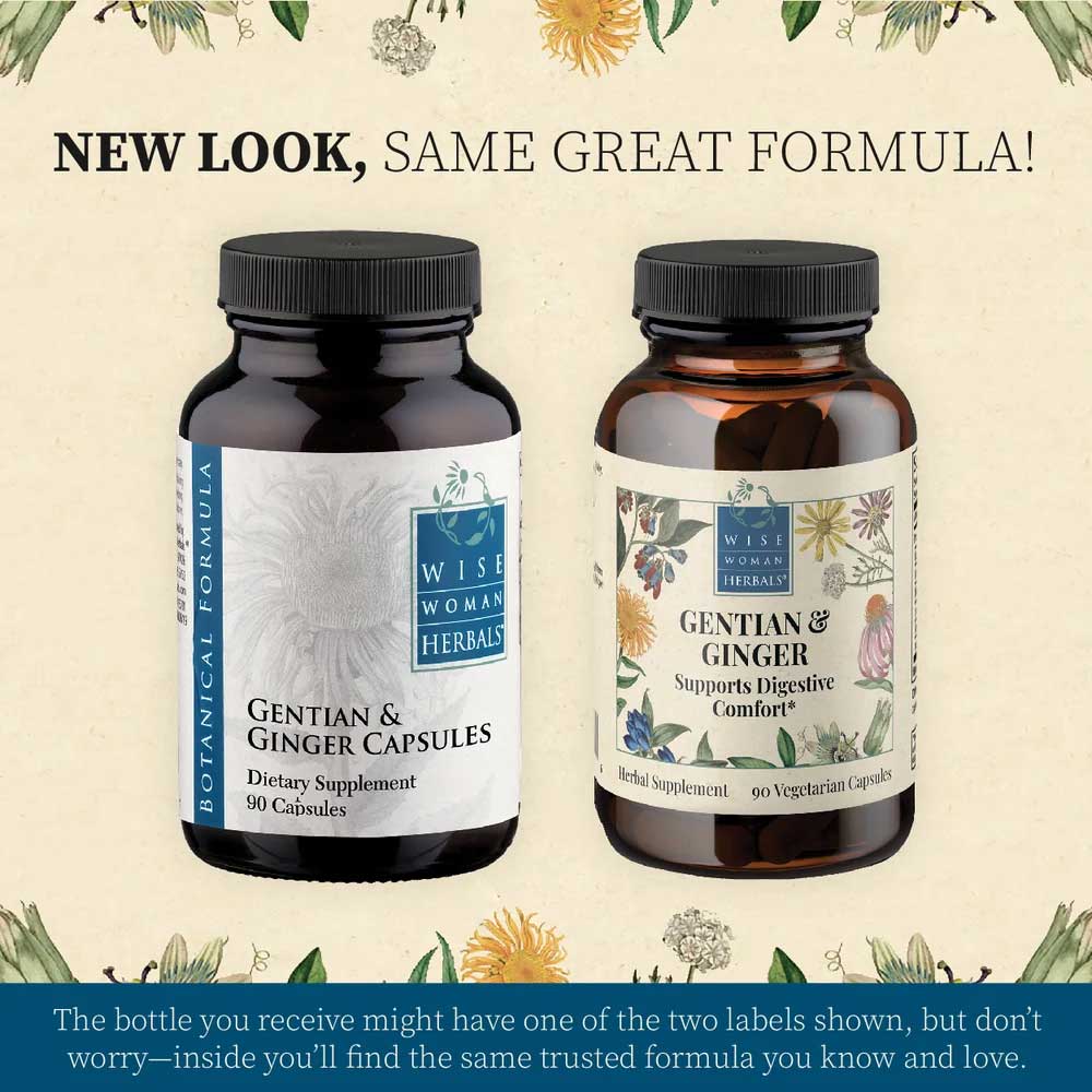 Wise Woman Herbals Gentian and Ginger Capsules New Look