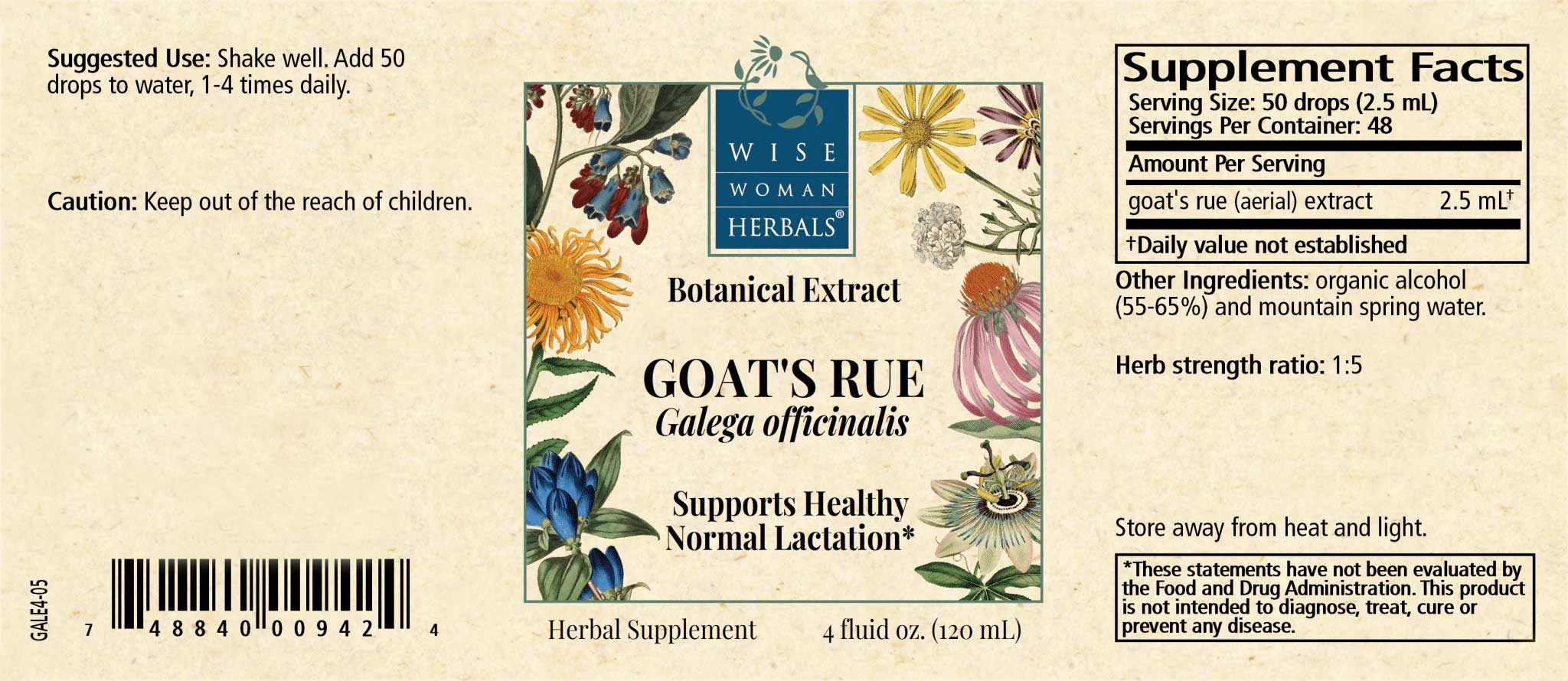 Wise Woman Herbals Goat's Rue (Galega officinalis) Label
