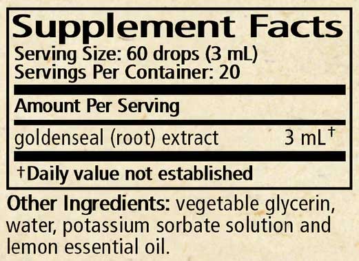 Wise Woman Herbals Goldenseal (Formerly Hydrastis Glycerite) Ingredients