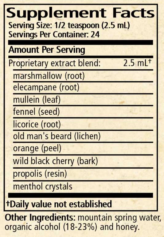 Wise Woman Herbals Herbal Throat Calm Elixir (Formerly Herbal CE I) Ingredients