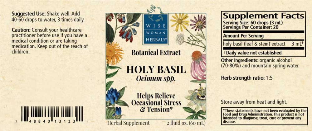 Wise Woman Herbals Holy Basil (Ocimum spp.) Label
