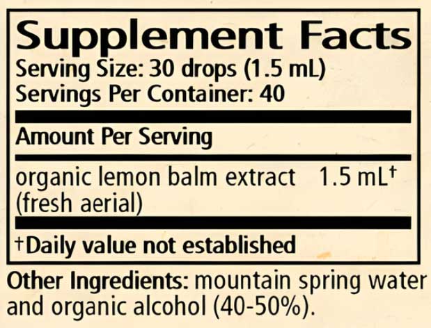 Wise Woman Herbals Lemon Balm Melissa Officinalis Ingredients