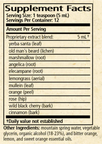 Wise Woman Herbals Lung Vitality Elixir (Formerly Herbal CE II) Ingredients