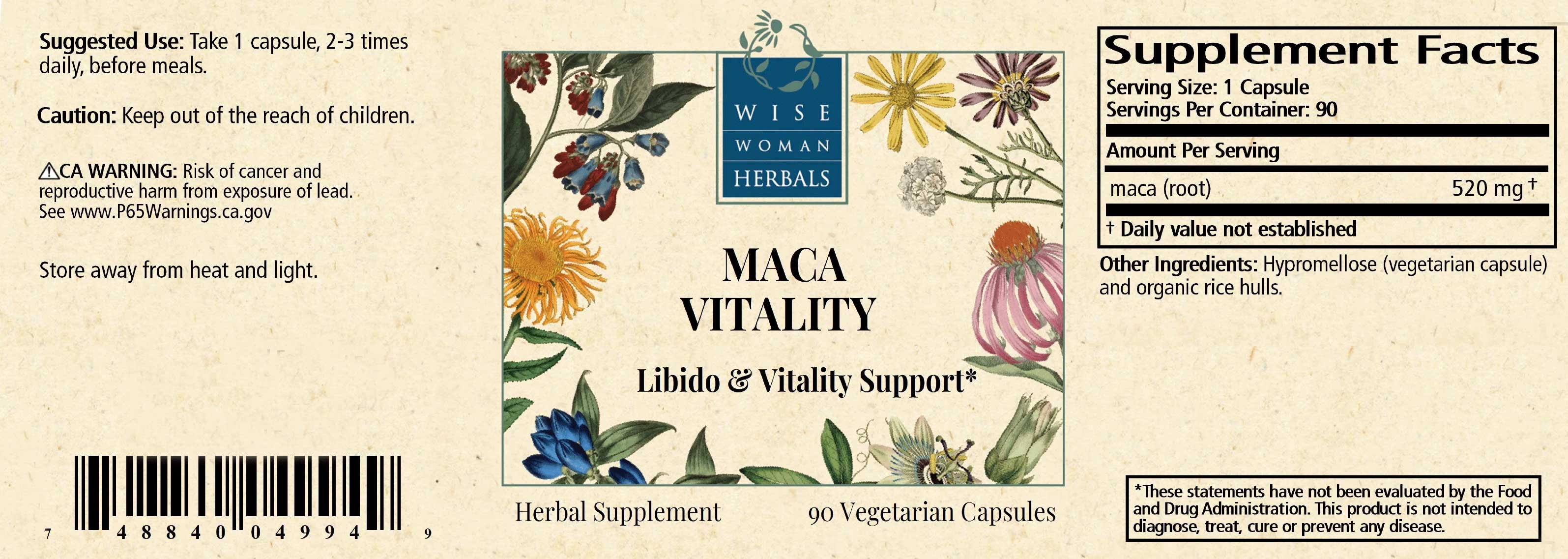 Wise Woman Herbals Maca Vitality Label
