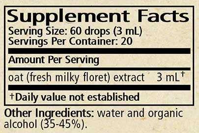 Wise Woman Herbals Oat Avena Sat. Ingredients
