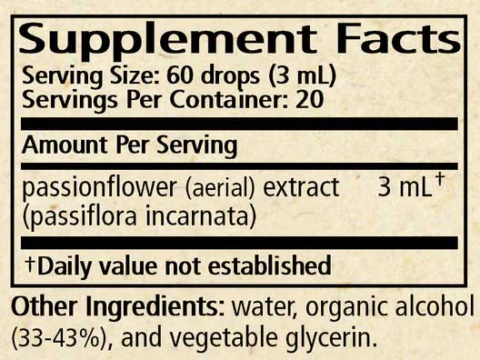 Wise Woman Herbals Passionflower (Formerly Passiflora Incarnata Passionflower) (1:5) Ingredients