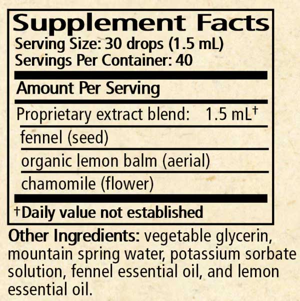 Wise Woman Herbals Tranquil Tummy (Formerly Tummy Glycerite) Ingredients