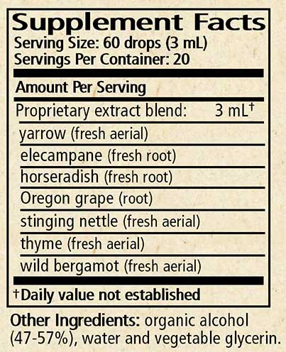 Wise Woman Herbals Upper Respiratory Support Ingredients
