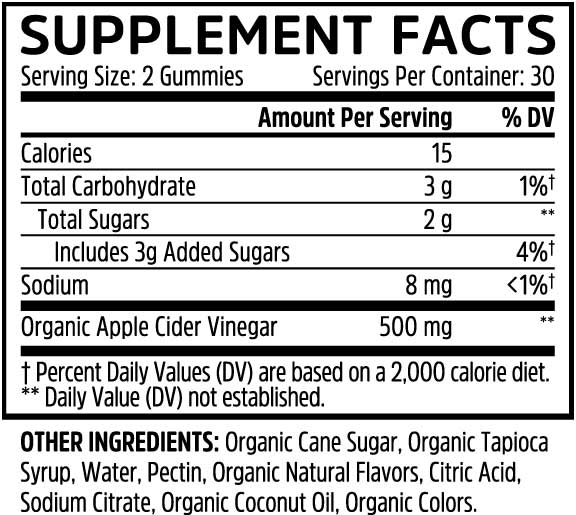Zhou Nutrition Apple Cider Vinegar Ingredients