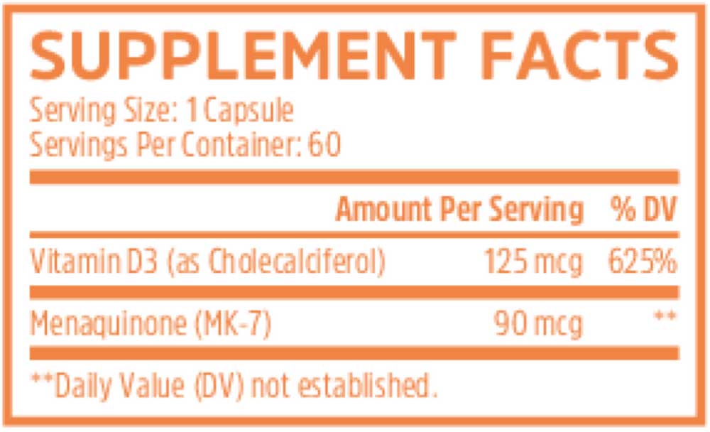 Zhou Nutrition D3 + K2 Ingredients