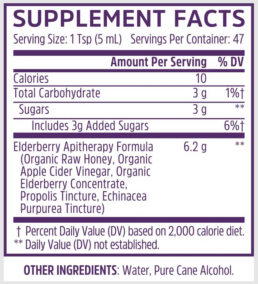 Zhou Nutrition Elderberry Syrup Ingredients