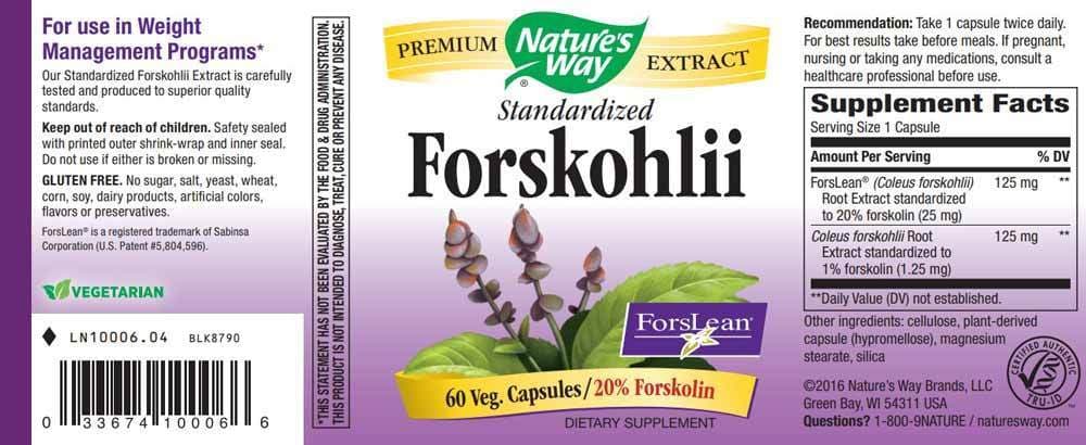 Nature's Way Forskohlii Label
