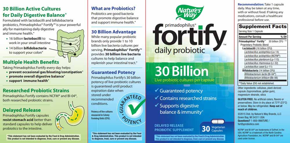Nature's Way Fortify Daily Probiotic Label