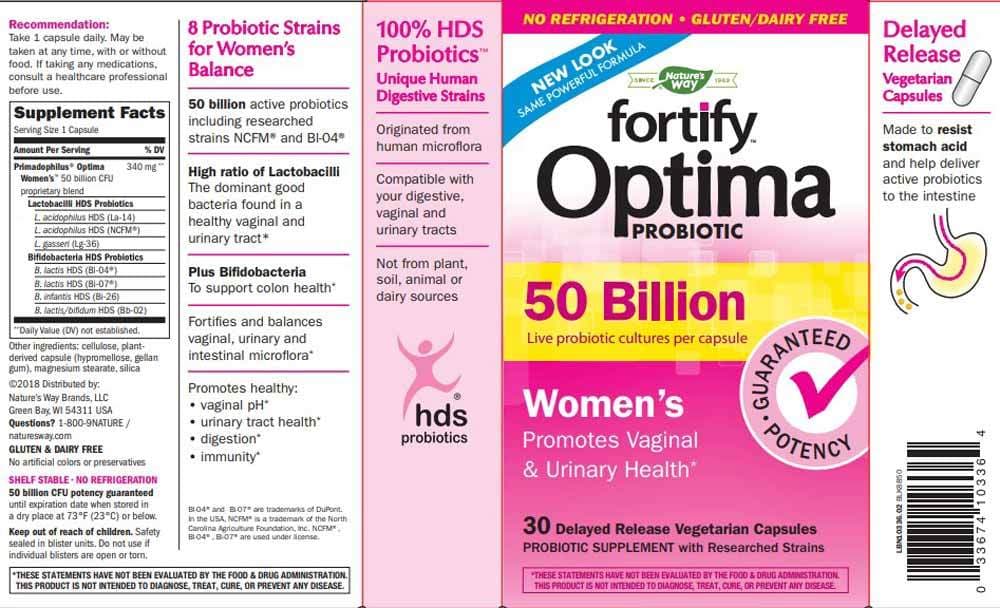 Nature's Way Fortify Optima Women's 50 Billion Probiotic Label