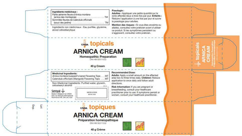 UNDA Arnica Cream Label