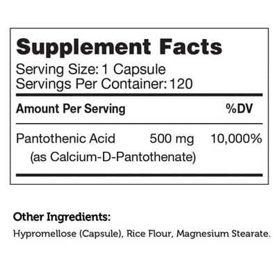 Advanced Nutrition By Zahler Pantothenic Acid Ingredients