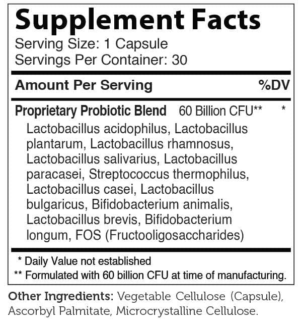 Advanced Nutrition By Zahler BioDophilus60 Ingredients