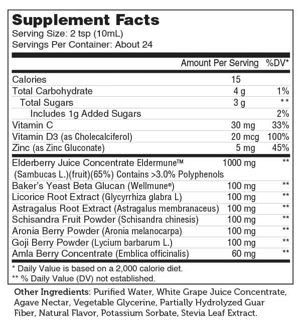 Advanced Nutrition By Zahler ImmuniKid Liquid Ingredients