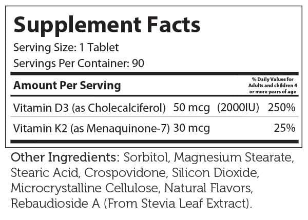Advanced Nutrition By Zahler Junior D3 & K2 Ingredients