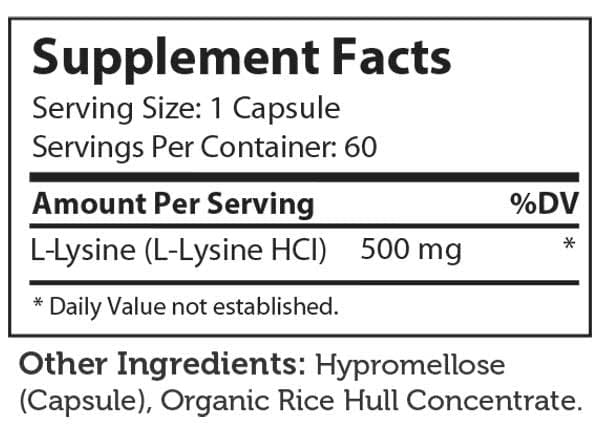 Advanced Nutrition By Zahler L-Lysine Ingredients