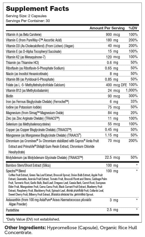 Advanced Nutrition By Zahler Multivitamin Beauty Ingredients