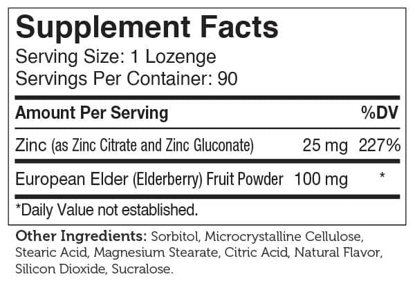 Advanced Nutrition By Zahler Zinc + Elderberry Lozenges Ingredients