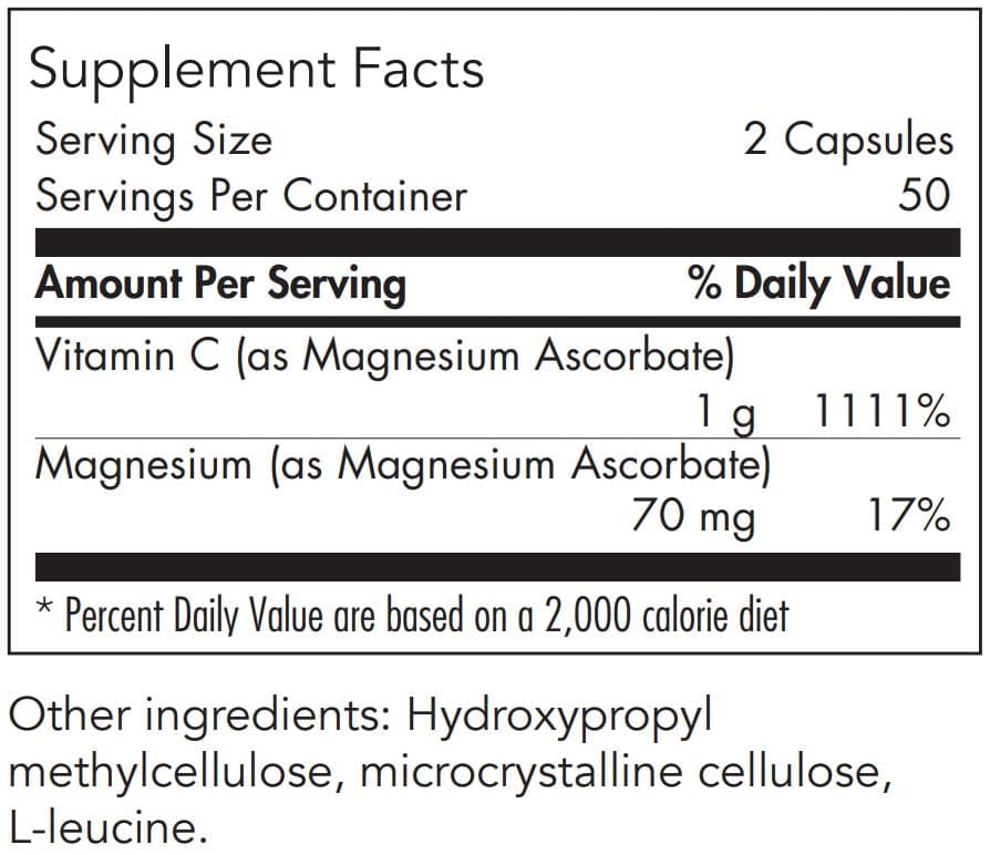 Allergy Research Group Magnesium Ascorbate Ingredients