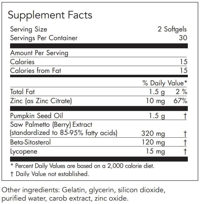 Allergy Research Group Palmetto Complex II Ingredients