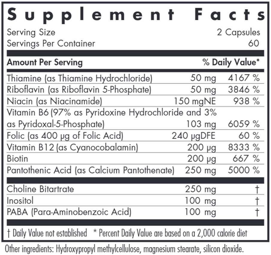 Allergy Research Group Super Vitamin B Ingredients