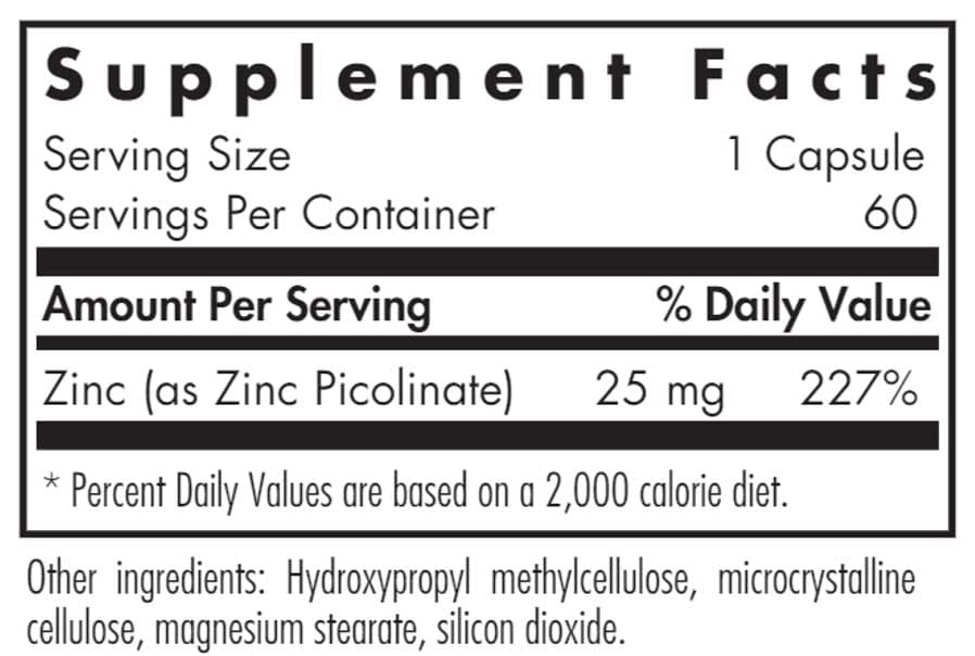 Allergy Research Group Zinc Picolinate 25 mg Ingredients