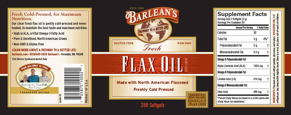 Barlean's Organic Oils Fresh Flax Oil Softgels