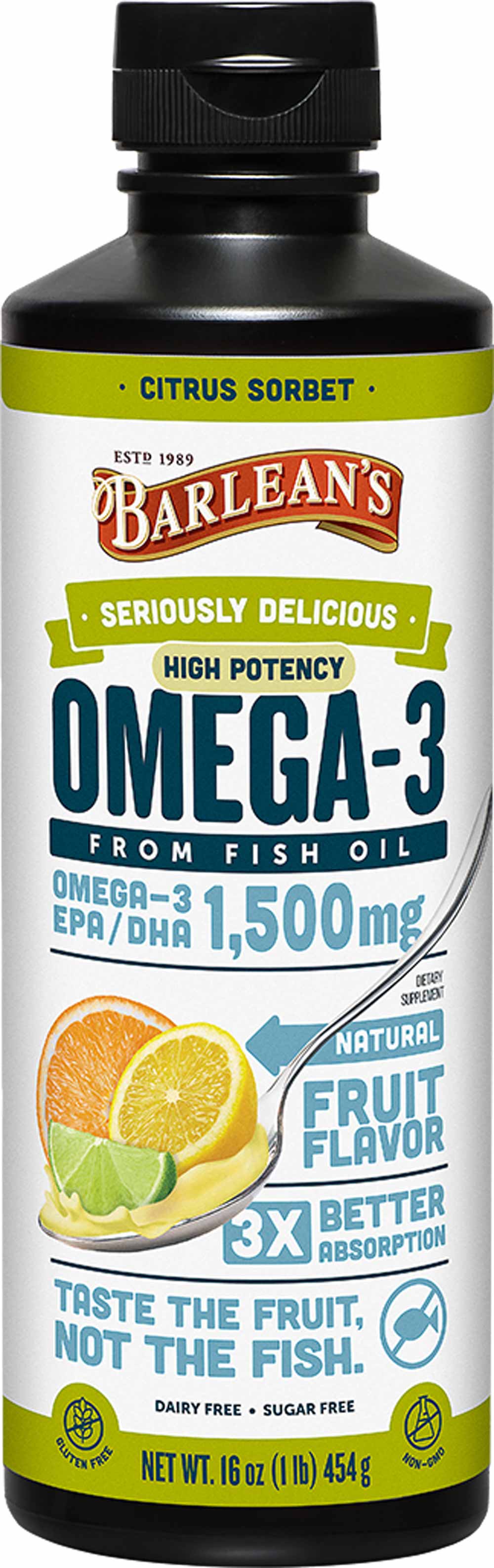 Barlean's Organic Oils Seriously Delicious™ Omega-3 High Potency Fish Oil Citrus Sorbet