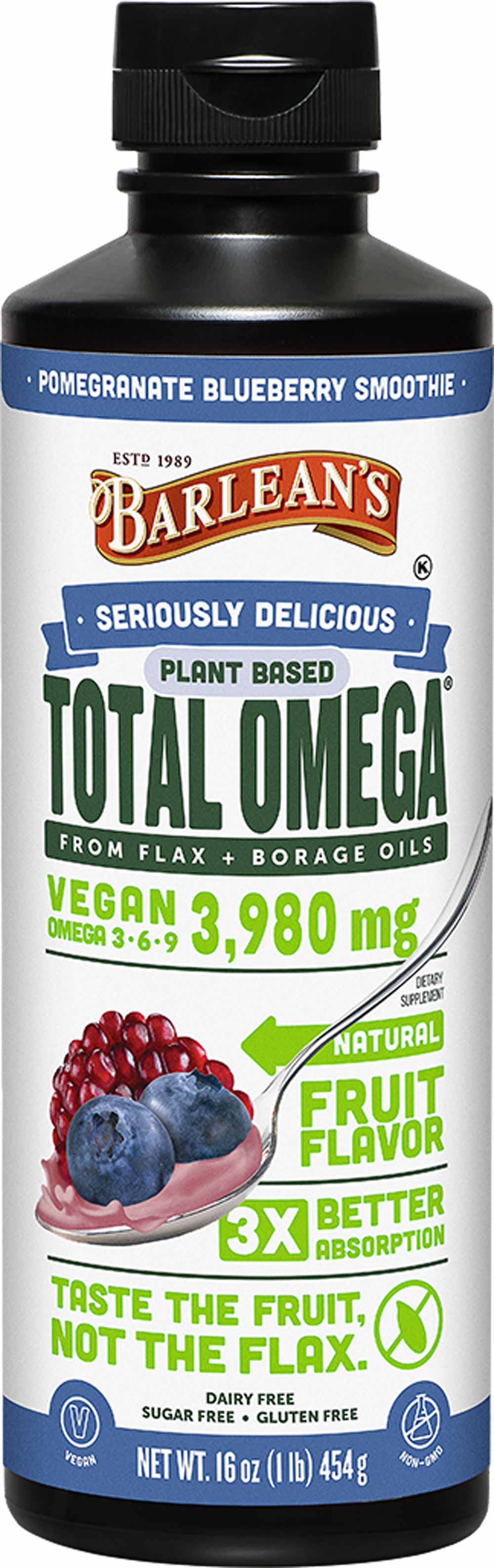 Barlean's Organic Oils Seriously Delicious™ Total Omega® Vegan Pomegranate Blueberry Smoothie