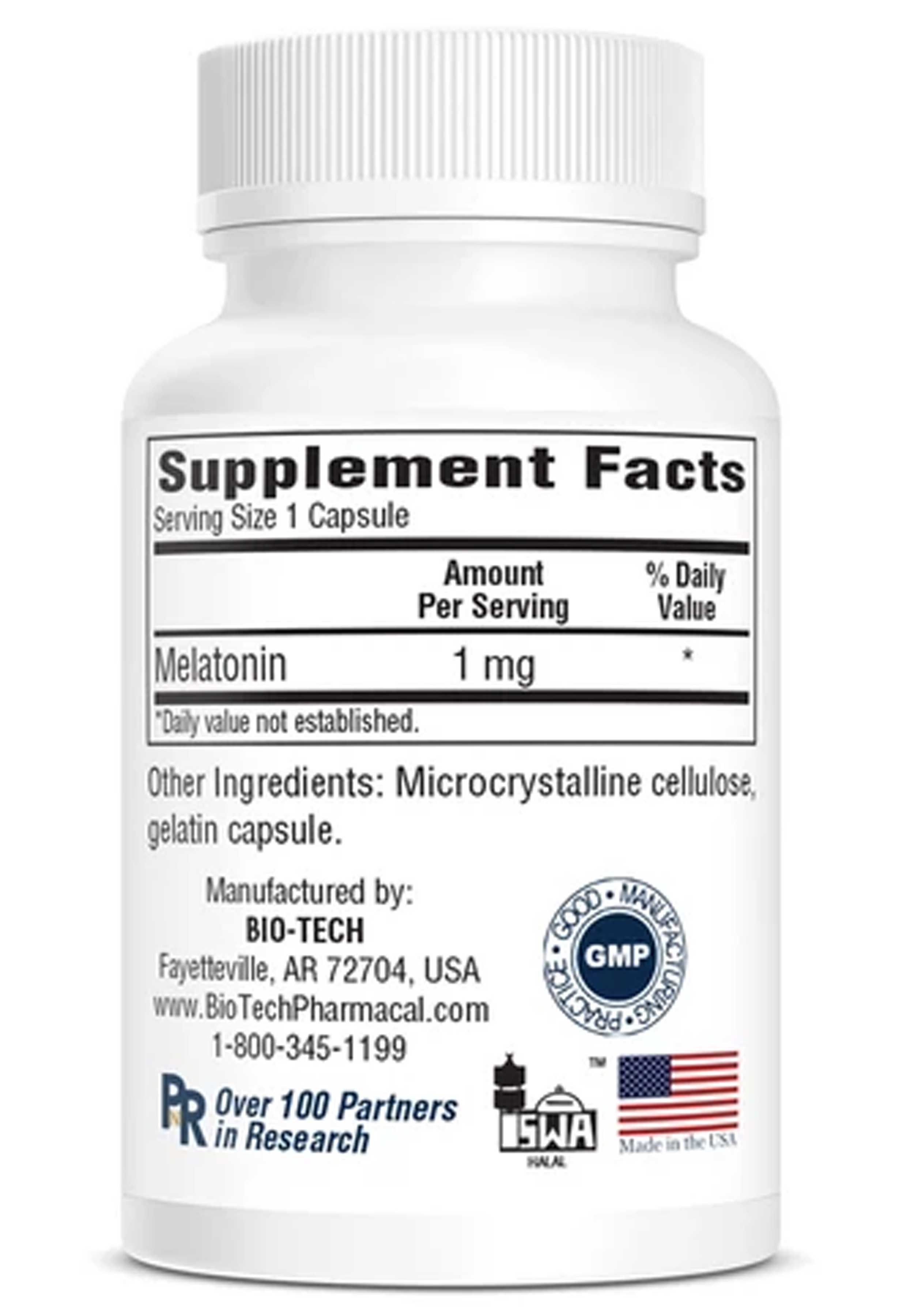 Bio-Tech Pharmacal Melatonin 1 mg Ingredients
