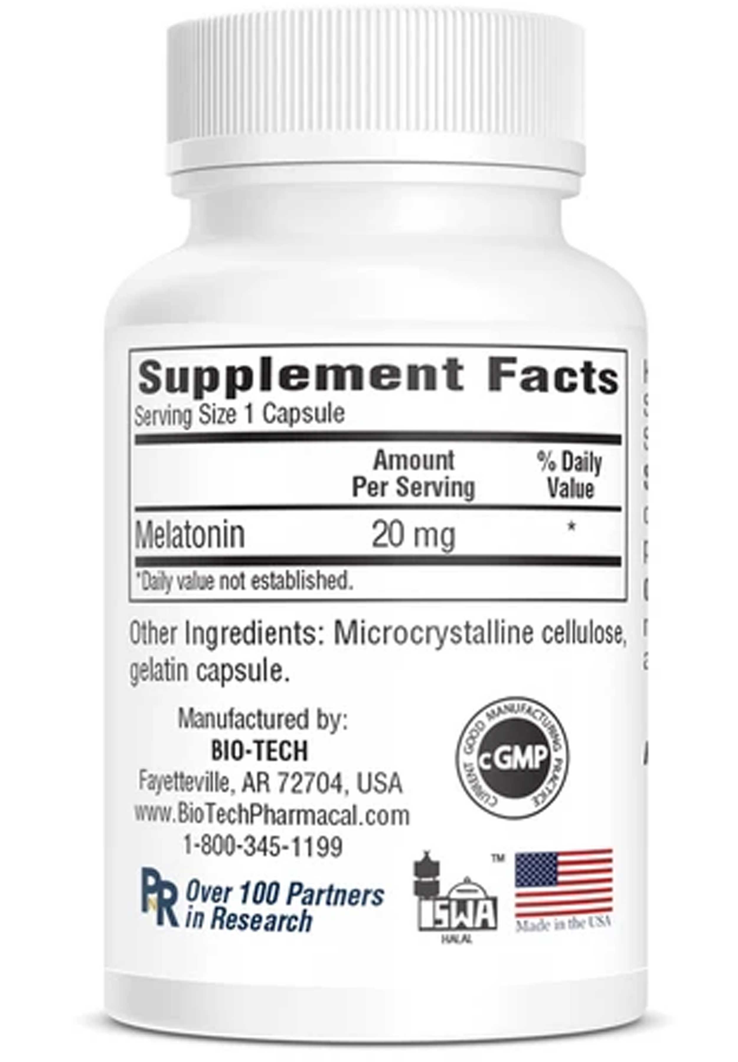 Bio-Tech Pharmacal Melatonin (20 mg) Ingredients