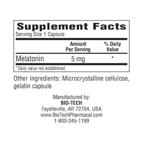 Bio-Tech Pharmacal Melatonin (5 mg) Ingredients