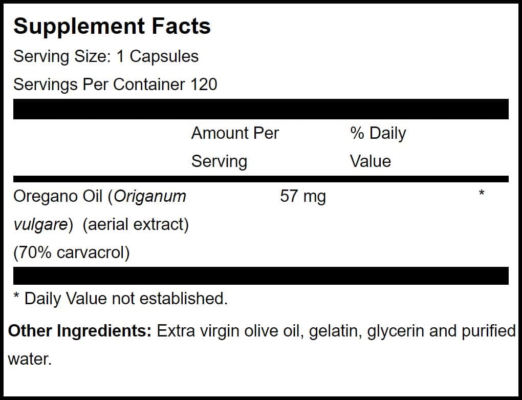 BioGenesis Oregano Oil Ingredients
