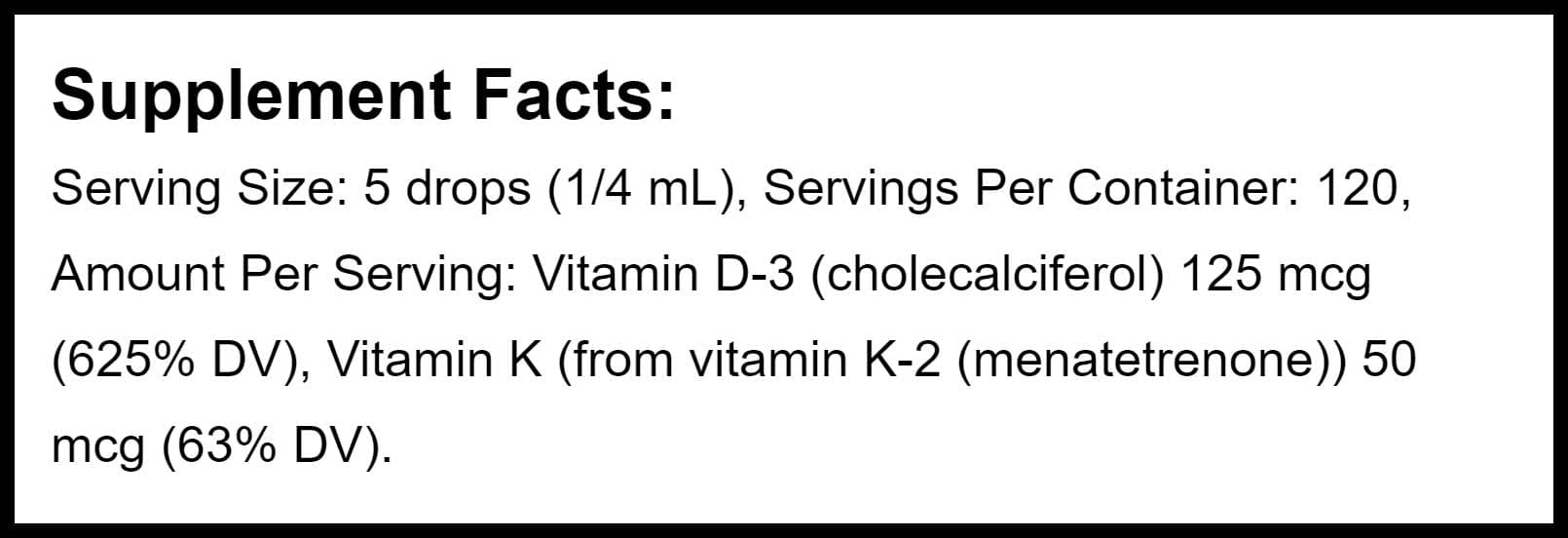 BioGenesis Vitamin D3-K2 Emulsion Ingredients