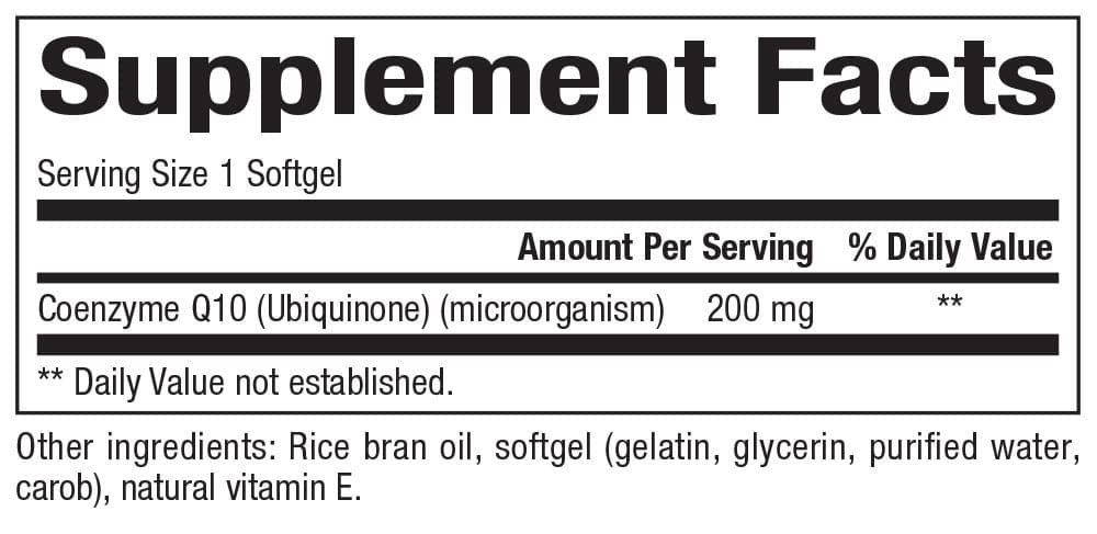 Bioclinic Naturals CoQ10 200mg Ingredients 