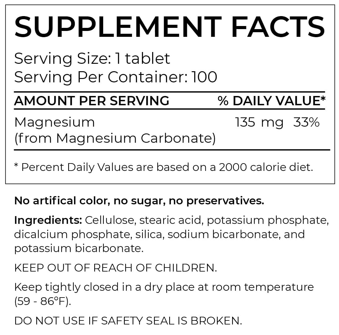BodyBio Magnesium Carbonate 135 mg Ingredients