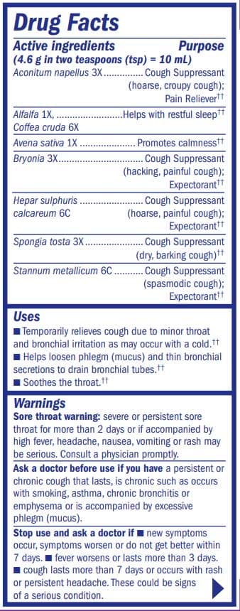 Boericke & Tafel Nighttime Cough & Bronchial Syrup Ingredients